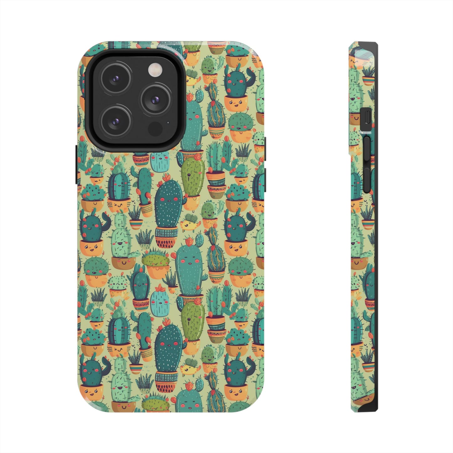 Cute Cactus Phone Cases, Tough iPhone Samsung Covers, Succulent Pattern