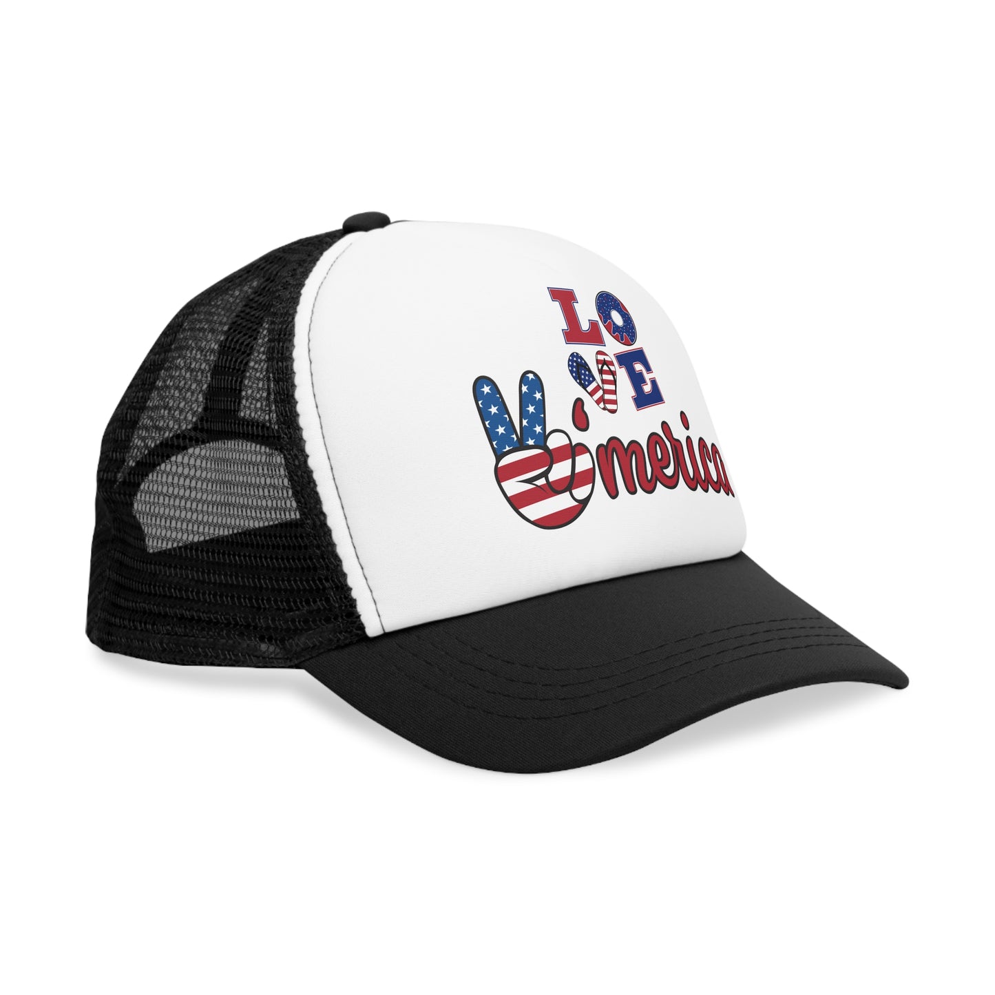 Patriotic Mesh Cap - 'Love America' Design, Memorial Day, 4th of July Hat,