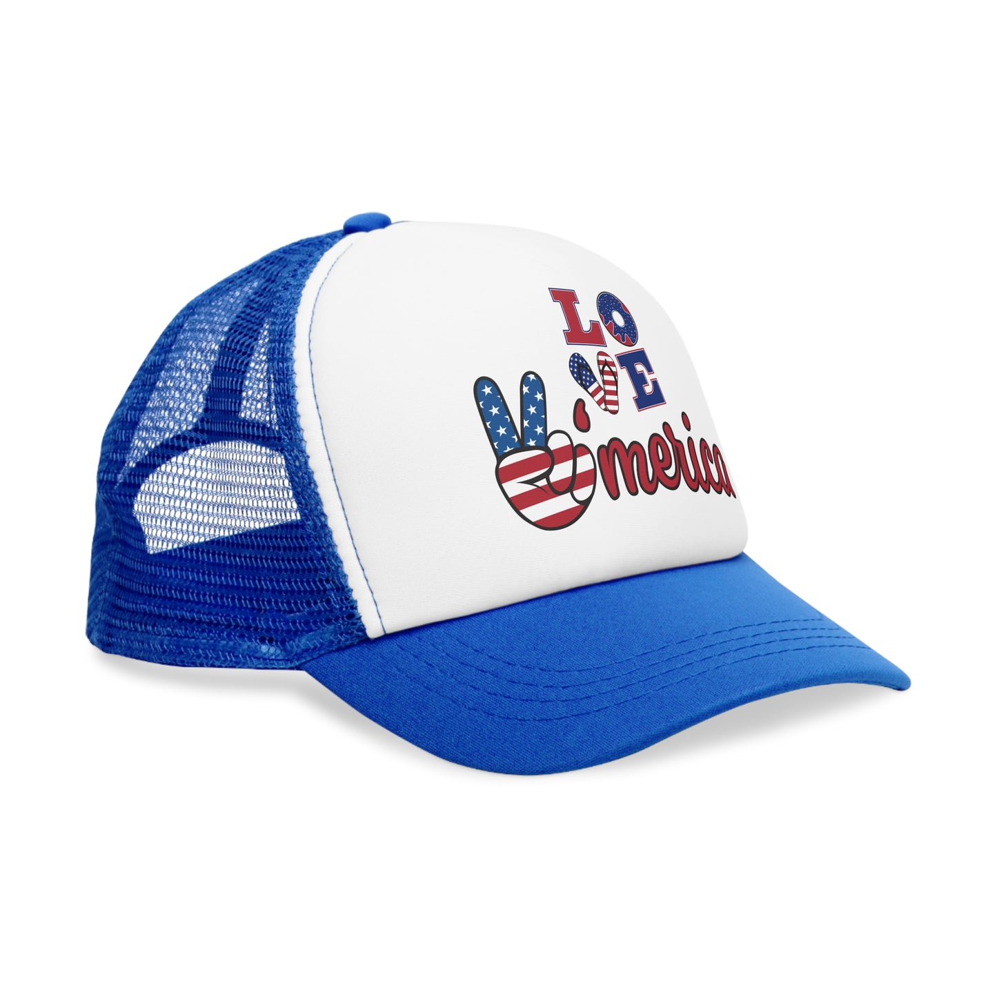 Patriotic Mesh Cap - 'Love America' Design, Memorial Day, 4th of July Hat,