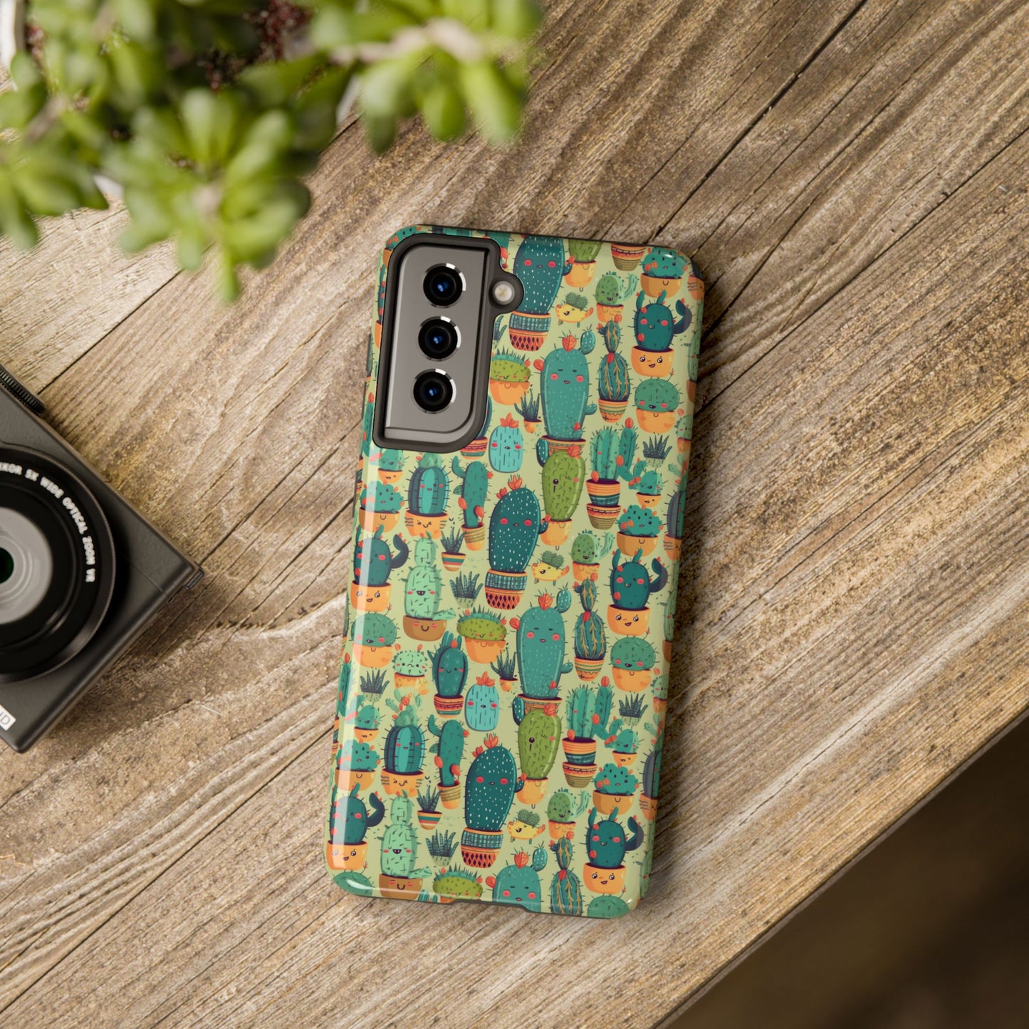 Cute Cactus Phone Cases, Tough iPhone Samsung Covers, Succulent Pattern