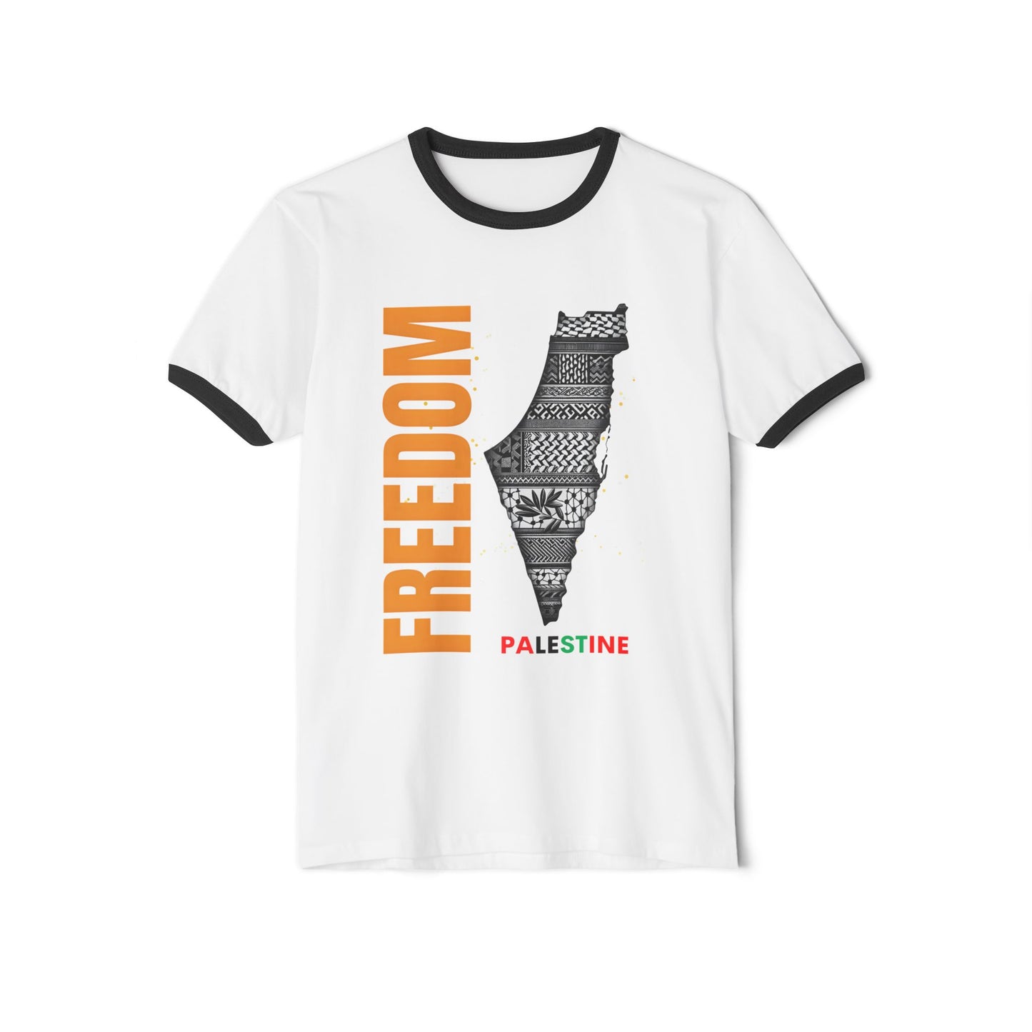 Freedom Palestine Activist Cotton Ringer T-Shirt, Unisex Tee, Protest Apparel