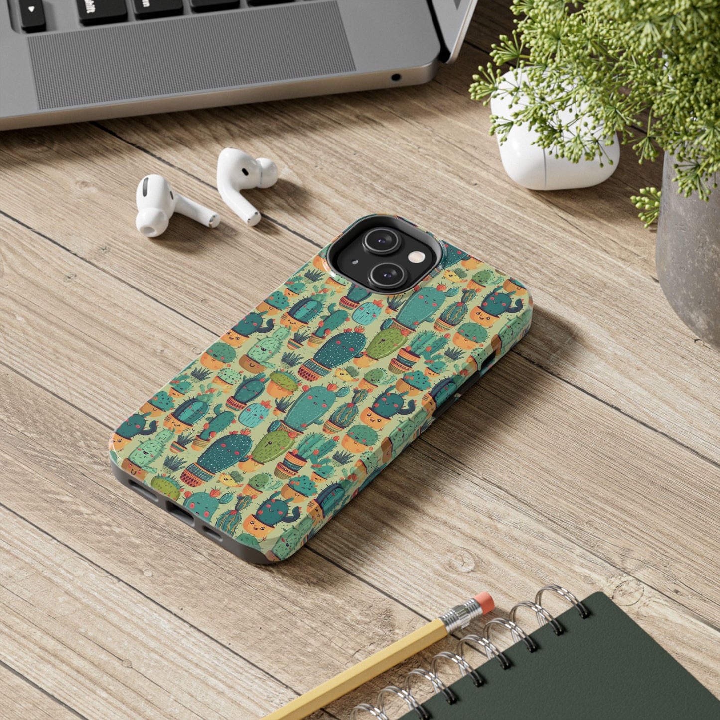 Cute Cactus Phone Cases, Tough iPhone Samsung Covers, Succulent Pattern