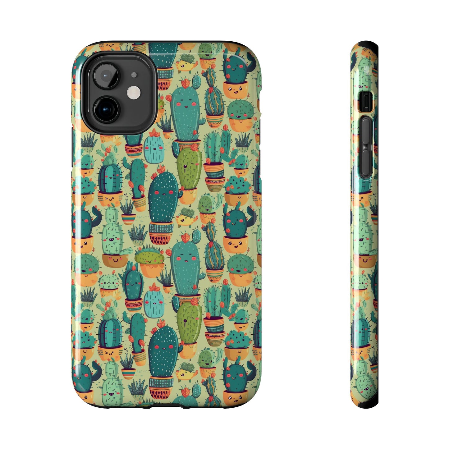Cute Cactus Phone Cases, Tough iPhone Samsung Covers, Succulent Pattern