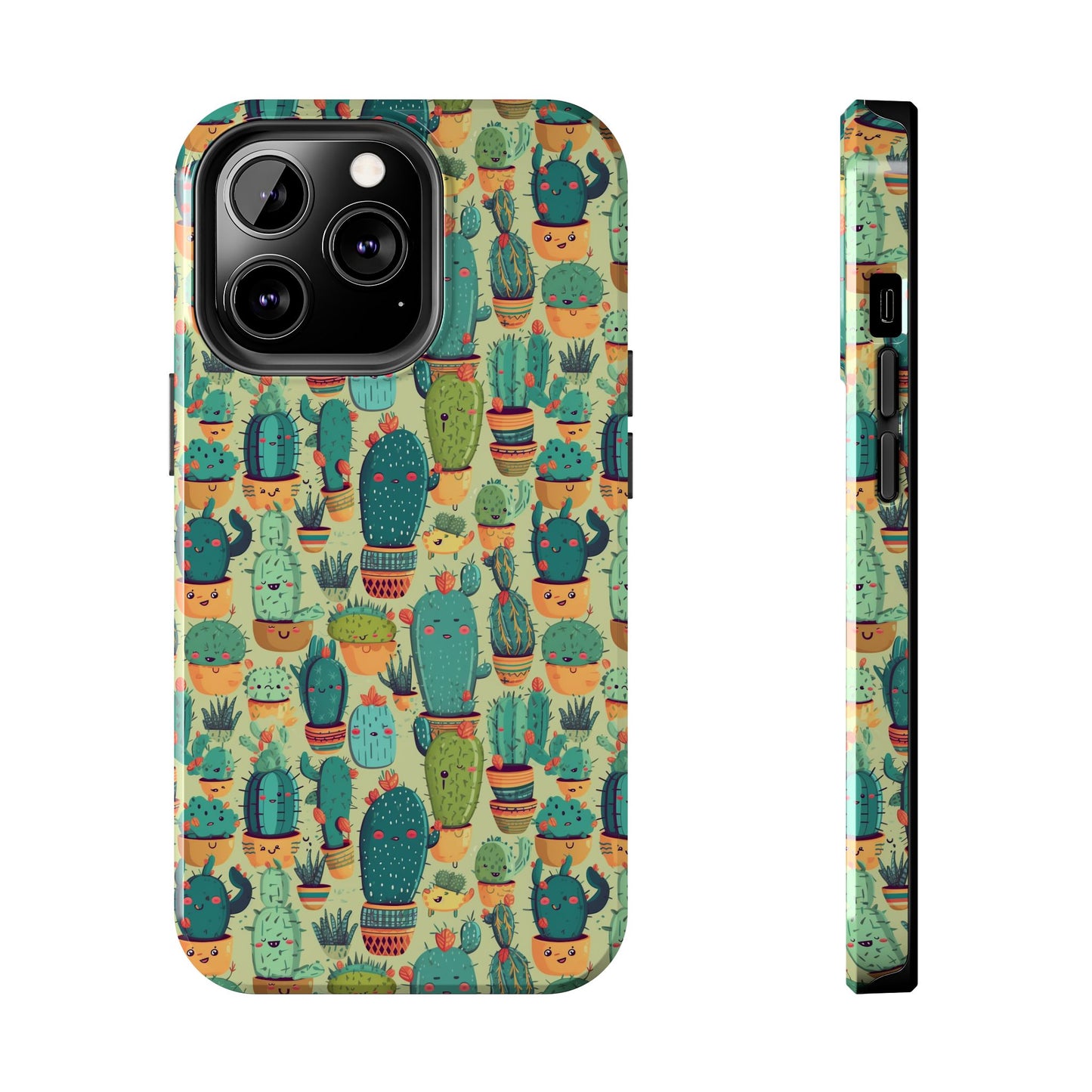 Cute Cactus Phone Cases, Tough iPhone Samsung Covers, Succulent Pattern