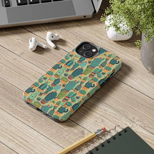 Cute Cactus Phone Cases, Tough iPhone Samsung Covers, Succulent Pattern