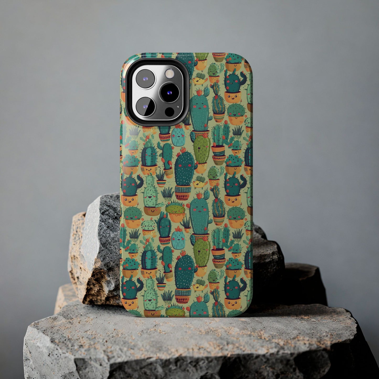 Cute Cactus Phone Cases, Tough iPhone Samsung Covers, Succulent Pattern