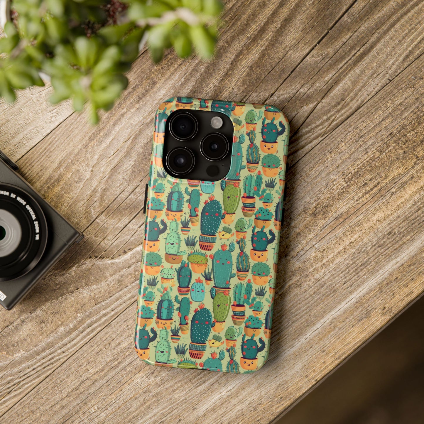 Cute Cactus Phone Cases, Tough iPhone Samsung Covers, Succulent Pattern
