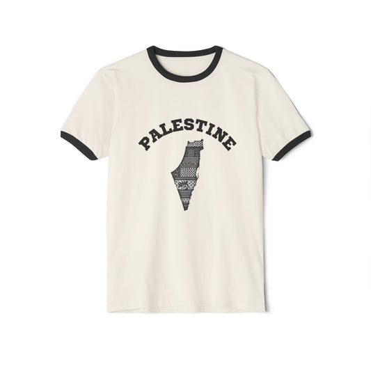 Palestine Unisex Cotton Ringer T-Shirt, Casual Wear, Freedom for Palestine Tee, Gift for Activists, Ideal for Everyday Style