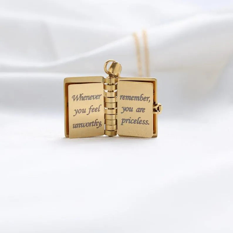Personalized My Little Star Book Necklace – A Letter to My Daughter in a Locket, Adjustable Pendant with Message Inside, Meaningful Jewelry