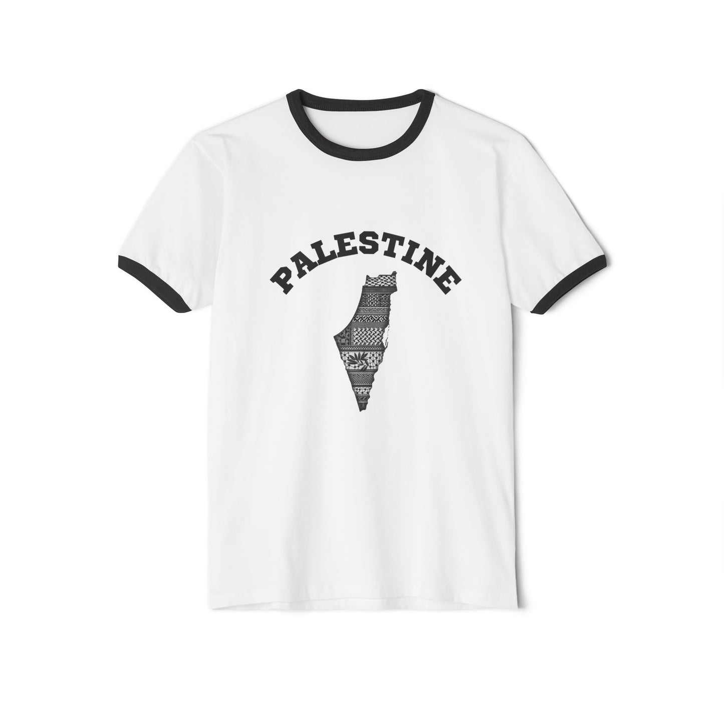 Palestine Unisex Cotton Ringer T-Shirt, Casual Wear, Freedom for Palestine Tee, Gift for Activists, Ideal for Everyday Style